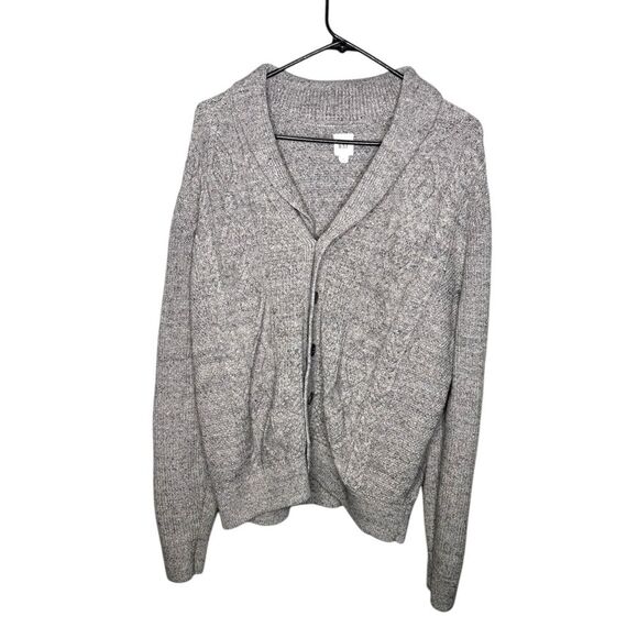 Gap grey button front shawl cardigan sweater size large - Picture 1 of 5